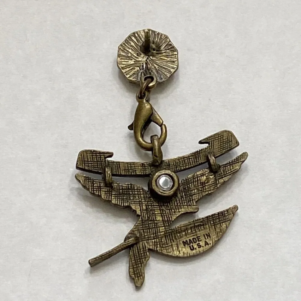 Vintage American Legion Auxillary Eagle Pin Gold Tone Pinback